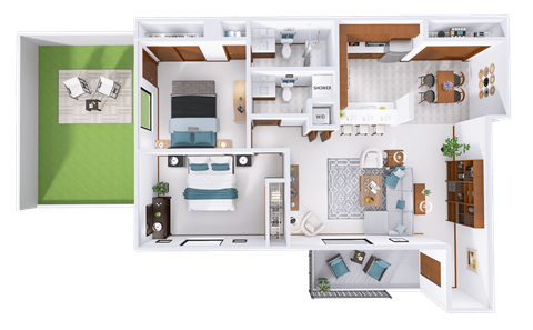 a 3d rendering of a floor plan of a house